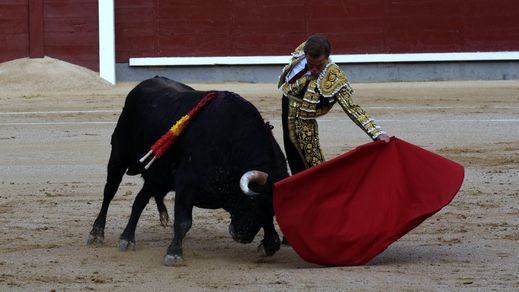Natural de Javier Cortés a su primer toro.