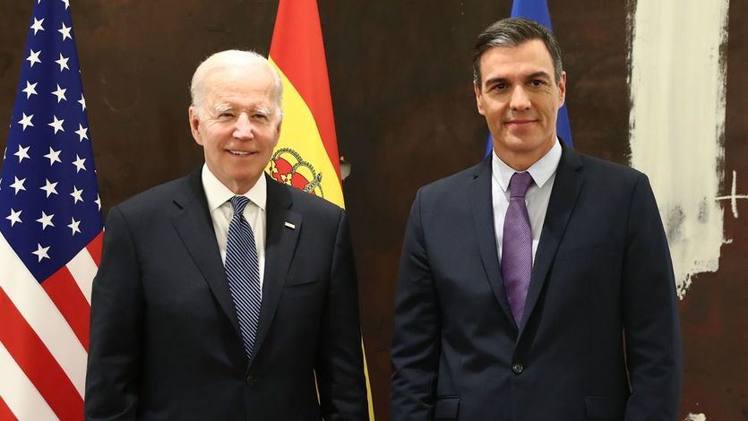 El presidente del Gobierno, Pedro Sánchez, y el presidente de EEUU, Joe Biden