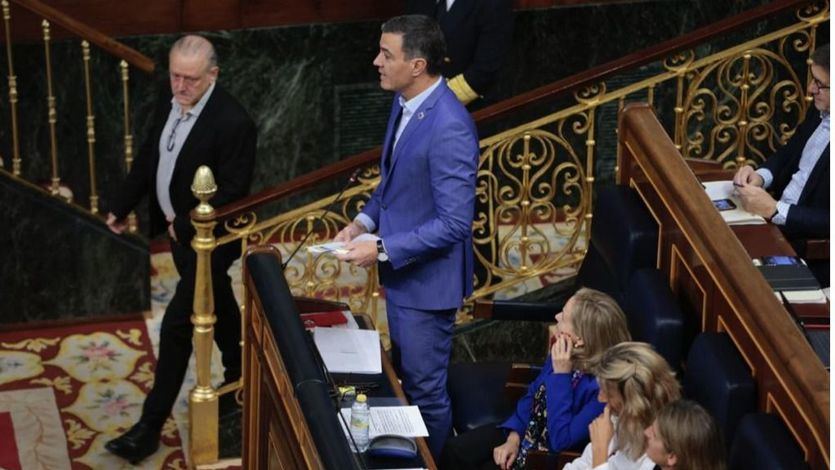 El presidente del Gobierno, Pedro Sánchez, en el Congreso