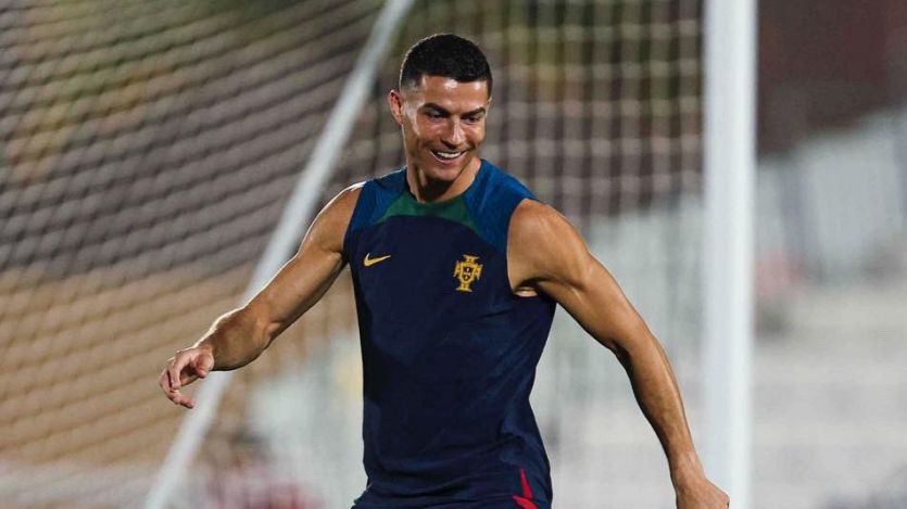 Cristiano Ronaldo, durante un entrenamiento