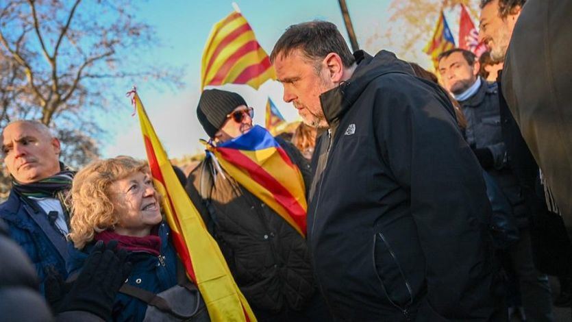 Oriol Junqueras, en la protesta contra la Cumbre Hispanofrancesa