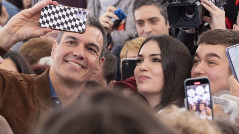 El secretario general del PSOE y presidente del Gobierno, Pedro Sánchez, en un mitin