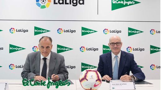 Javier Tebas, presidente de LaLiga; Jesús Nuño de la Rosa, presidente de El Corte Inglés