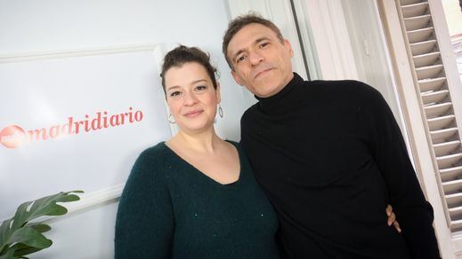 Marina Herranz y Javier Pérez-Acebrón  tras la entrevista en nuestra sede conjunta con Madridiario