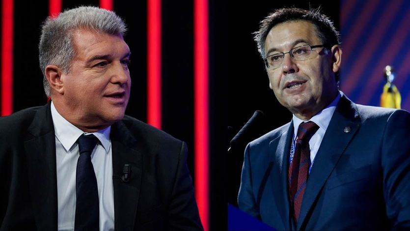 El presidente del Barça, Joan Laporta, y su antecesor, Josep Maria Bartomeu