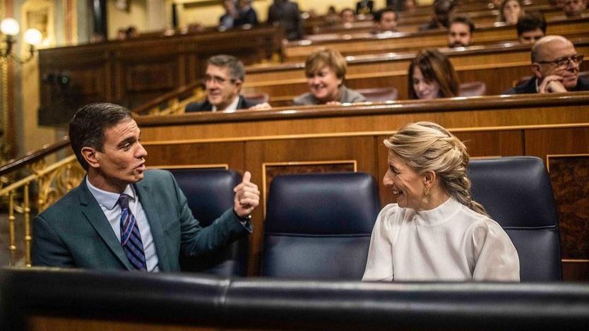 Pedro Sánchez y Yolanda Díaz, en el Congreso