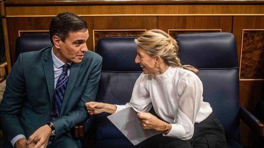 Pedro Sánchez y Yolanda Díaz, en el Congreso