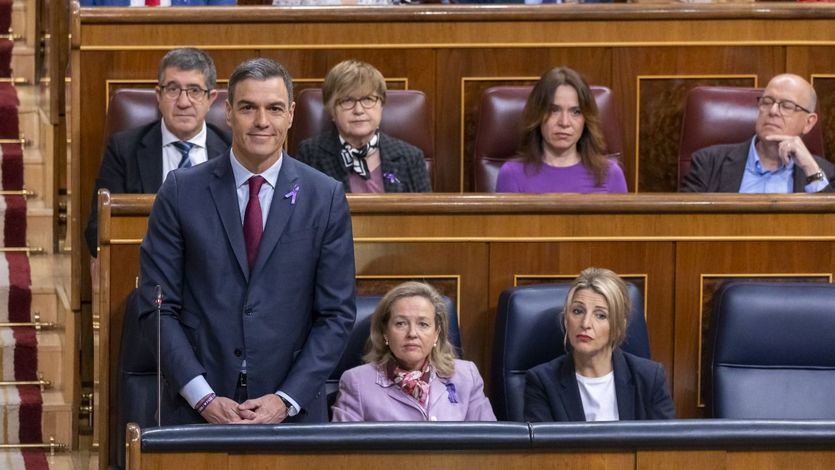 Pedro Sánchez, Nadia Calviño y Yolanda Díaz, en el Congreso