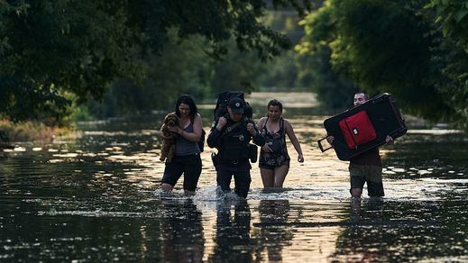 Territorios afectados por la destrucción de una presa en Jersón, Ucrania