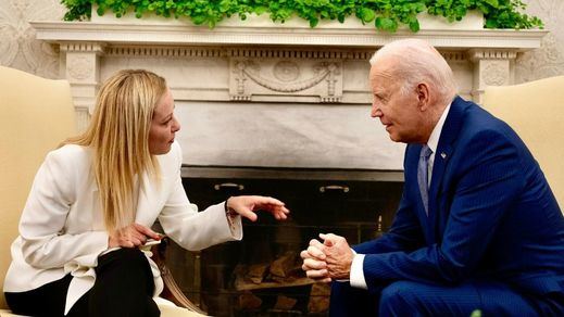 Giorgia Meloni, visitando a Joe Biden en la Casa Blanca