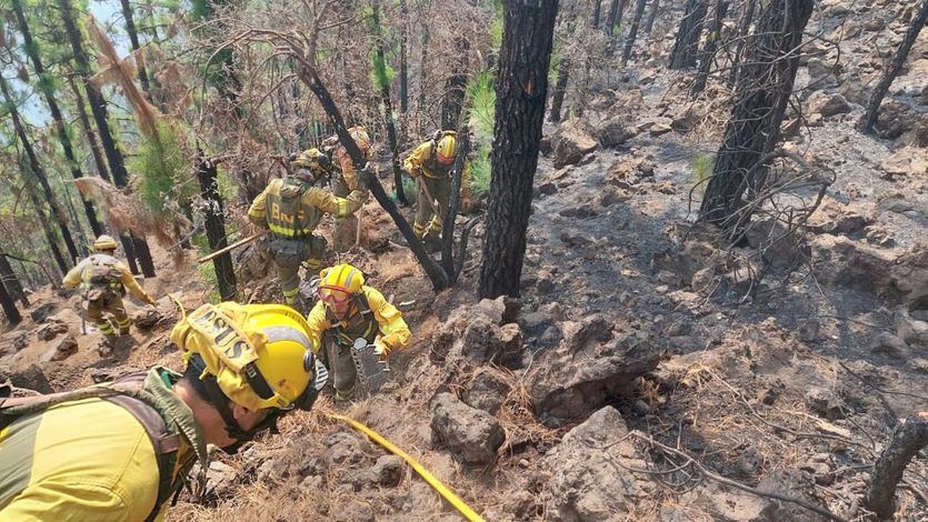 Labores de extinción del incendio de Tenerife