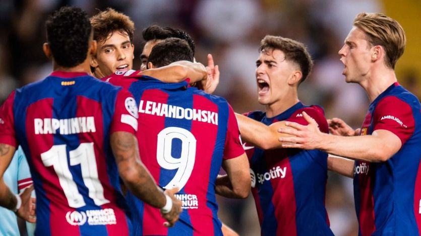 El Barça, celebrando un gol