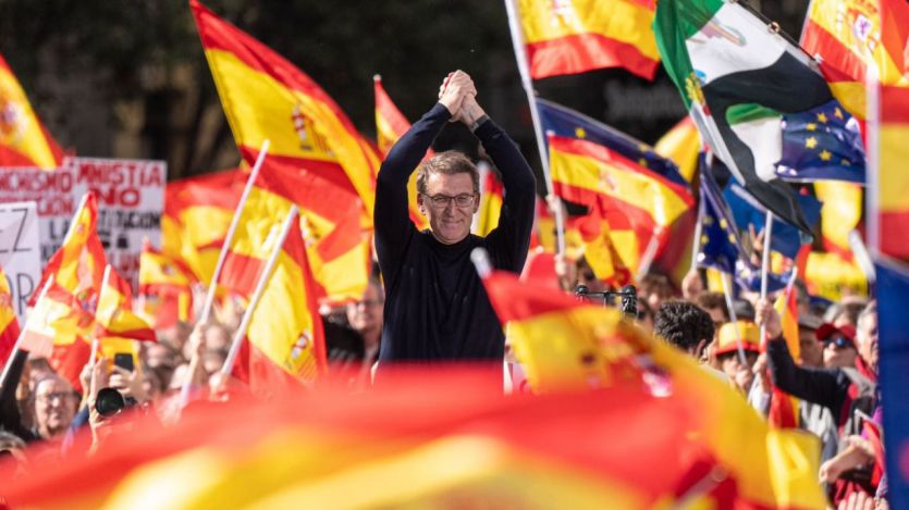 El presidente del PP, Alberto Núñez Feijóo, en un acto en Madrid