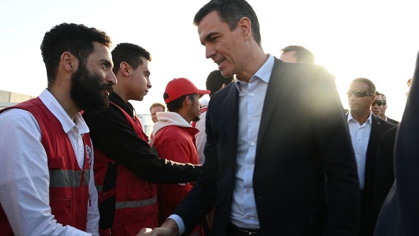 El presidente del Gobierno, Pedro Sánchez, durante su visita al Paso de Rafah