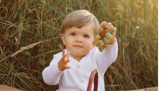 Niño con un racimo de uvas