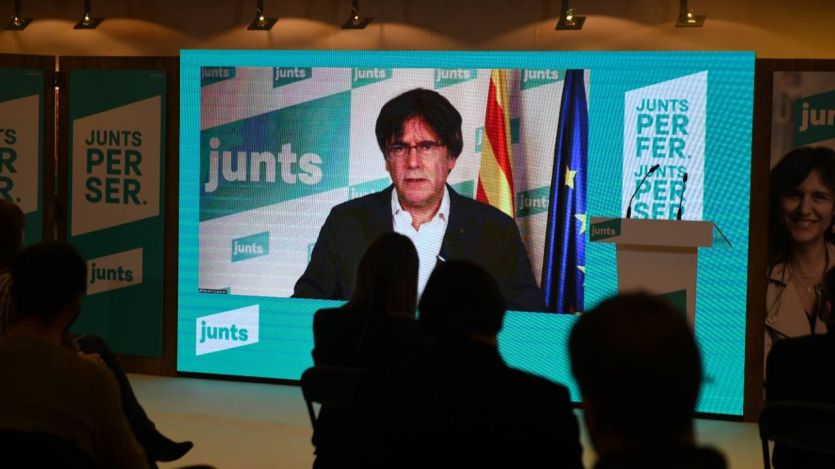 Puigdemont, en una videoconferencia en un acto de Junts