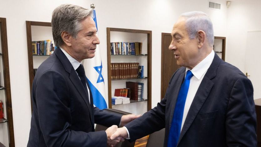 El Secretario de Estado de EEUU, Antony Blinken, con el primer ministro israelí, Benjamin Netanyahu