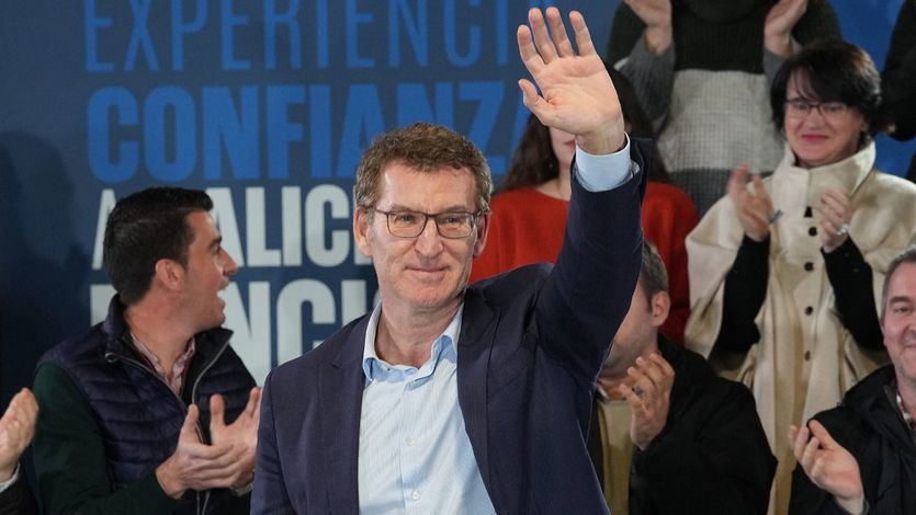 Alberto Núñez Feijóo, en un mitin del PP