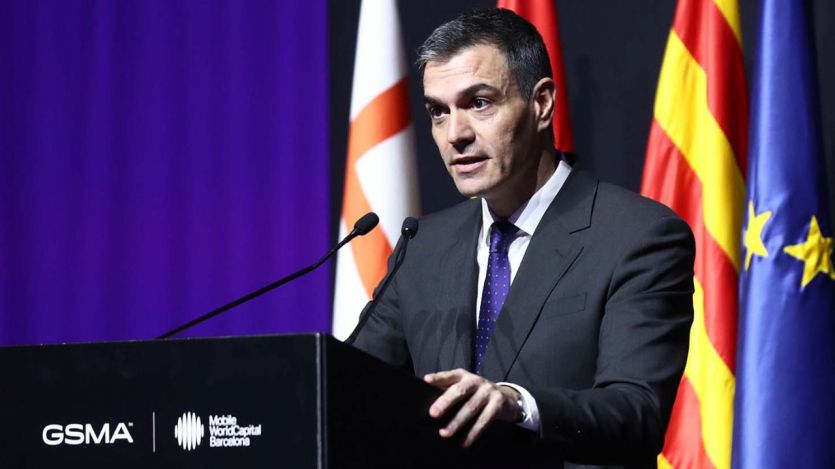 Sánchez, durante su intervención en la cena de bienvenida del 'GSMA Mobile World Congress Barcelona 2024'