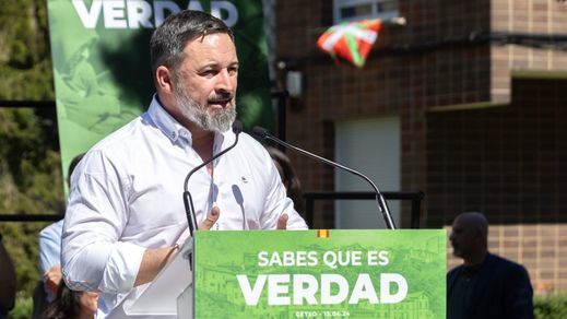 El presidente de Vox, Santiago Abascal, en un mitin