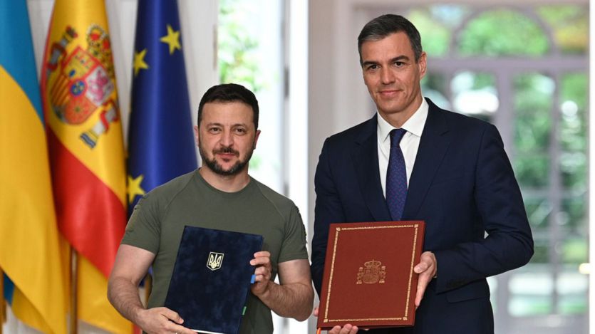 Pedro Sánchez y Volodimir Zelensky, en Moncloa