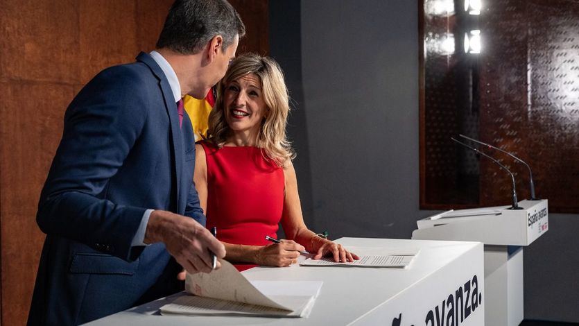 Sánchez y Yolanda Díaz, en el acuerdo PSOE-Sumar
