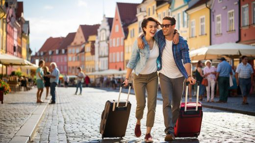 Una pareja, haciendo turismo