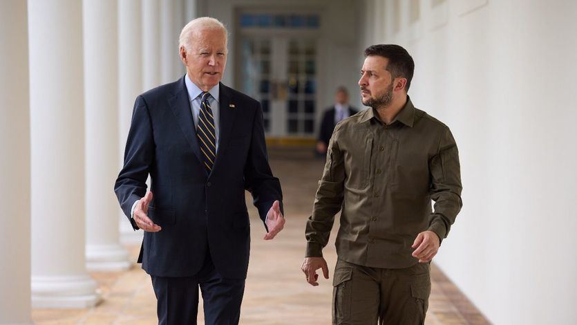 El presidente de Ucrania, Volodymyr Zelensky, con Joe Biden