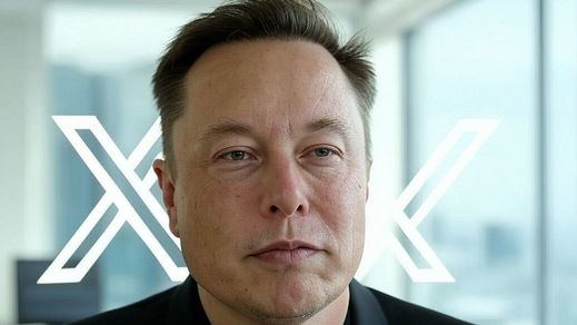 Elon Musk con el logo de X