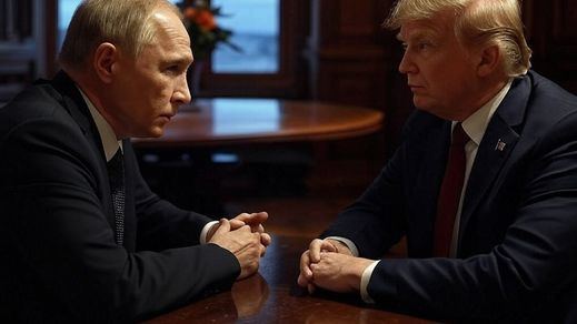 Imagen recreada de una reunión de Putin y Trump