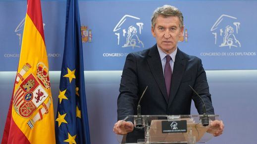El presidente del PP, Feijóo, en rueda de prensa
