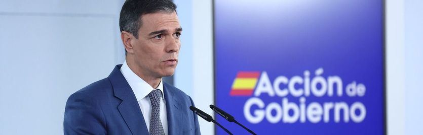 Sánchez, compareciendo en Moncloa