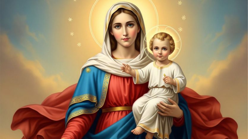 La Virgen, como María Auxiliadora