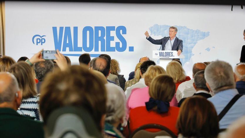 Alberto Núñez Feijóo en un mitin del PP