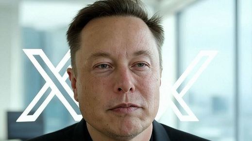 Elon Musk con el logo de X