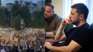 Protestas contra Zelensky por la aprobación de una ley que debilita los organismos anticorrupción ucranianos