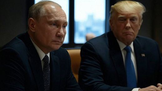 Imagen recreada de una reunión de Putin y Trump