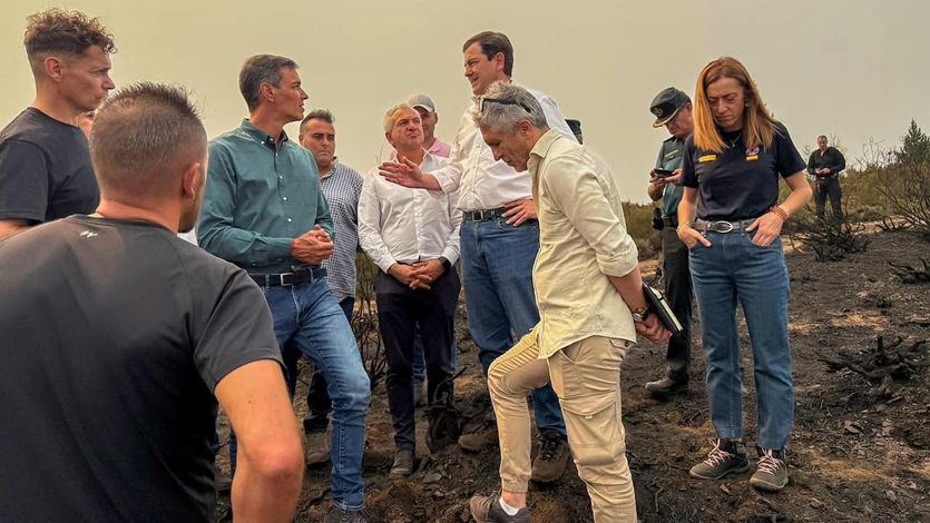 Pedro Sánchez, Alfonso Fernández Mañueco y Fernando Grande-Marlaska