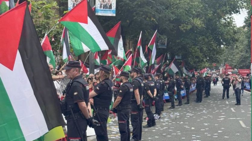 Protesta propalestina en La Vuelta Ciclista