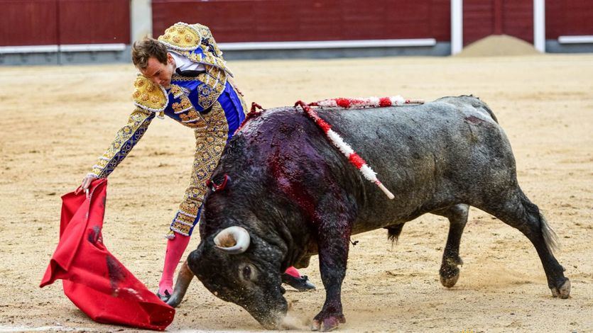 Pase en redondo de Román al victorino del que cortó una oreja.