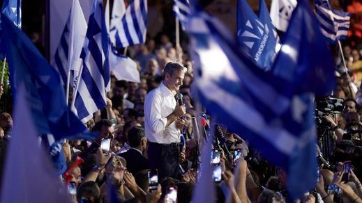 Kyriakos Mitsotakis, en un mitin