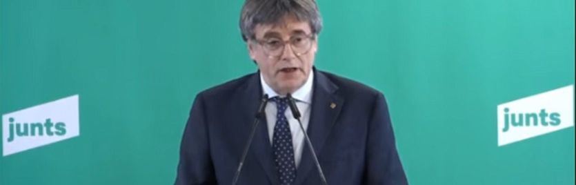 Carles Puigdemont durante su comparecencia en Perpiñán