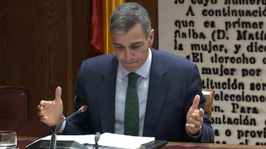Sánchez, durante su comparecencia en el Senado