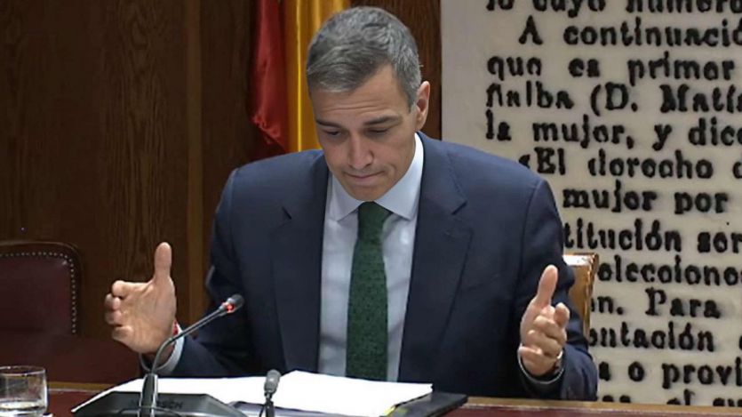 Sánchez, durante su comparecencia en el Senado