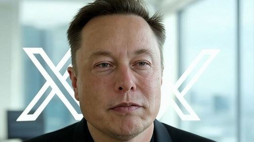 Elon Musk con el logo de X