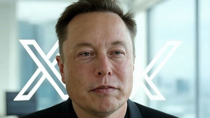 Elon Musk con el logo de X