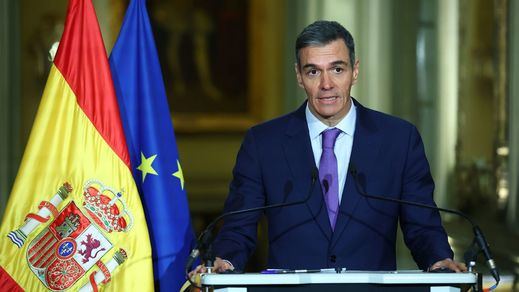 Sánchez, compareciendo en Moncloa
