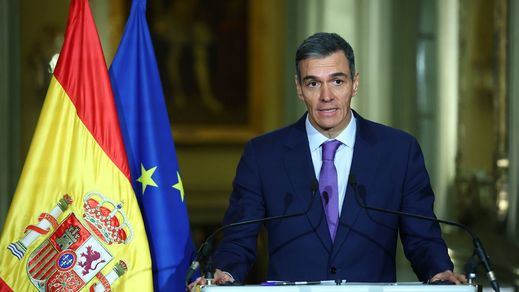Sánchez, compareciendo en Moncloa