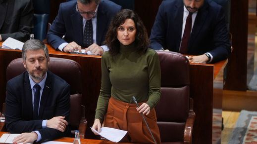 La presidenta de la Comunidad de Madrid, Isabel Díaz Ayuso, en la Asamblea regional