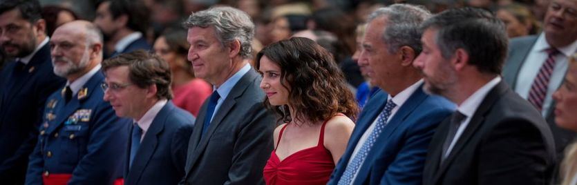 Isabel Díaz Ayuso, José Luis Martínez Almeida y Alberto Núñez Feijóo